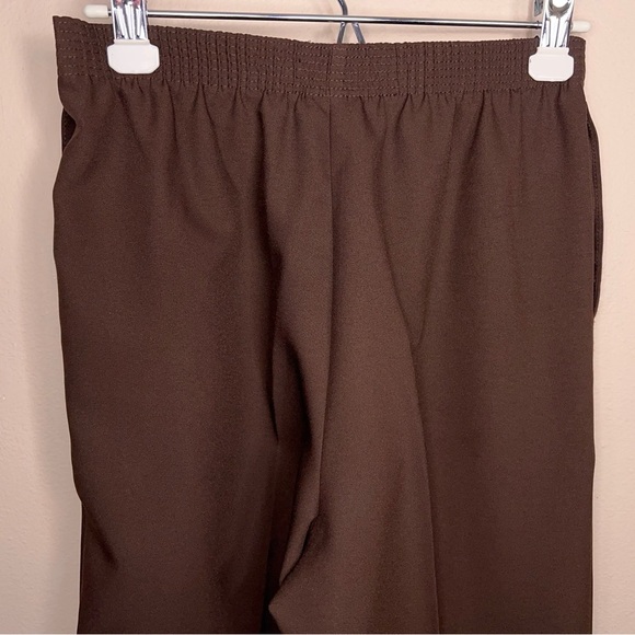 Vintage 6 Petite Allison Daley Brown Trousers Pleated Elastic Waistband - Picture 3 of 11